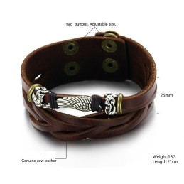 Pulseira Masculina De Couro De Titânio De Alta Qualidade