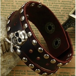 Pulseira De Couro De Titânio Com Caveira Masculina De Qualidade E Quantidade Garantidas