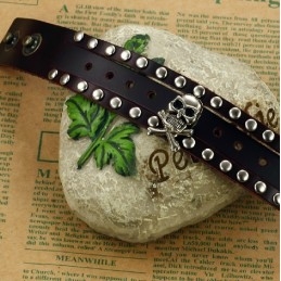 Pulseira De Couro De Titânio Com Caveira Masculina De Qualidade E Quantidade Garantidas