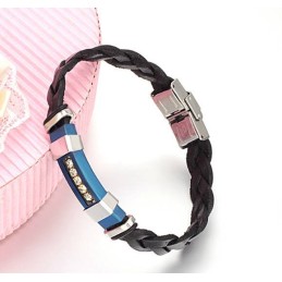 Pulseira Masculina De Couro De Titânio De Grande Variedade