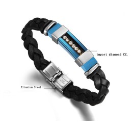 Pulseira Masculina De Couro De Titânio De Grande Variedade