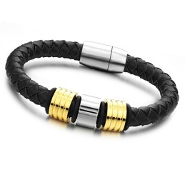 Pulseira De Couro De Titânio Preto De Qualidade Superior