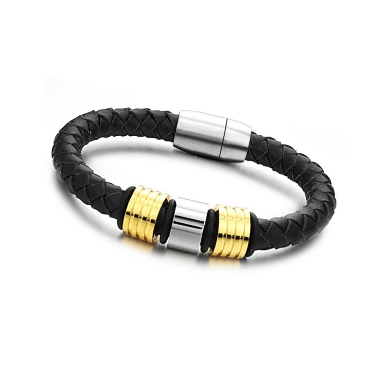 Pulseira De Couro De Titânio Preto De Qualidade Superior Pulseira De Couro De Titânio Preto De Qualidade Superior