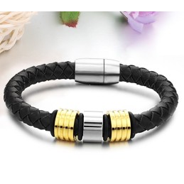 Pulseira De Couro De Titânio Preto De Qualidade Superior