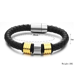 Pulseira De Couro De Titânio Preto De Qualidade Superior