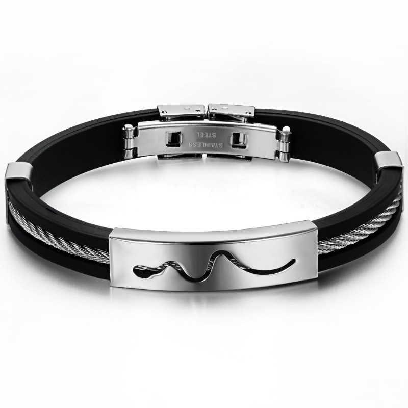 Pulseira De Silicone De Titânio Oco Durável Em Uso