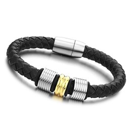Pulseira De Couro De Titânio Preto De Grandes Variedades