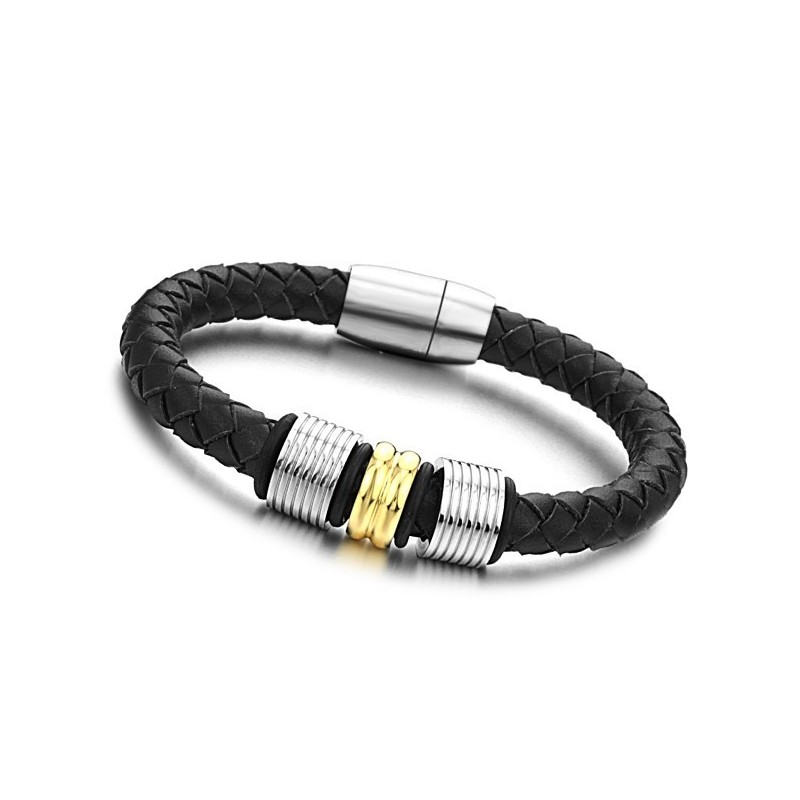 Pulseira De Couro De Titânio Preto De Grandes Variedades Pulseira De Couro De Titânio Preto De Grandes Variedades