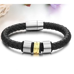 Pulseira De Couro De Titânio Preto De Grandes Variedades
