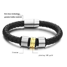 Pulseira De Couro De Titânio Preto De Grandes Variedades
