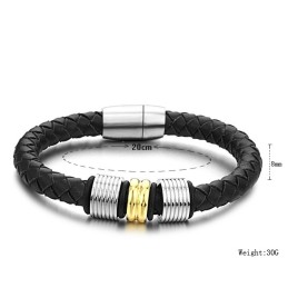 Pulseira De Couro De Titânio Preto De Grandes Variedades