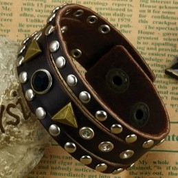 Pulseira De Couro De Titânio Retrô De Alta Qualidade Com Strass