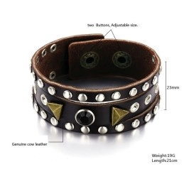 Pulseira De Couro De Titânio Retrô De Alta Qualidade Com Strass