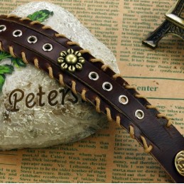 Pulseira De Couro De Titânio Retrô De Excelente Qualidade