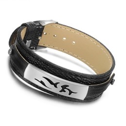 Pulseira De Titânio Preto Pu De Qualidade Confiável