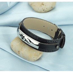Pulseira De Titânio Preto Pu De Qualidade Confiável