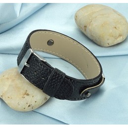 Pulseira De Titânio Preto Pu De Qualidade Confiável