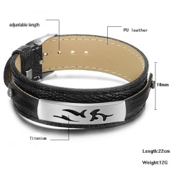 Pulseira De Titânio Preto Pu De Qualidade Confiável