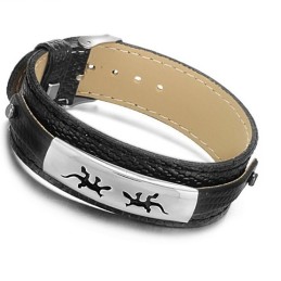 Pulseira De Couro De Titânio Preto De Alta Qualidade