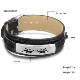 Pulseira De Couro De Titânio Preto De Alta Qualidade