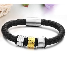 Pulseira De Couro De Titânio Preto Da Rainha Da Qualidade