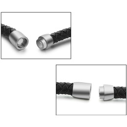 Pulseira De Couro De Titânio Preto Da Rainha Da Qualidade