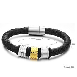 Pulseira De Couro De Titânio Preto Da Rainha Da Qualidade