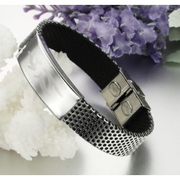 Pulseira Masculina De Couro De Titânio Durável Em Uso
