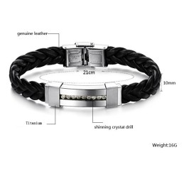 Pulseira De Couro De Titânio Com Strass Da Rainha Da Qualidade
