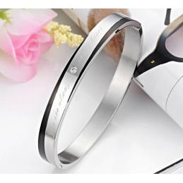 Pulseira De Titânio De Qualidade Estável Para Amantes Com Strass