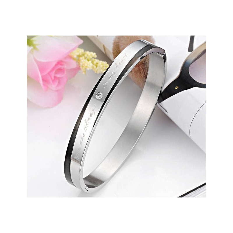Pulseira De Titânio De Qualidade Estável Para Amantes Com Strass Pulseira De Titânio De Qualidade Estável Para Amantes Com Strass