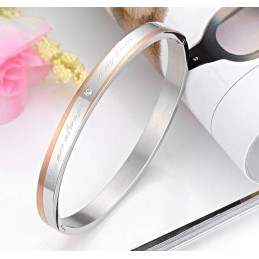 Pulseira De Titânio De Qualidade Estável Para Amantes Com Strass