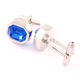 Abotoaduras De Titânio Da Moda Com Opala Azul