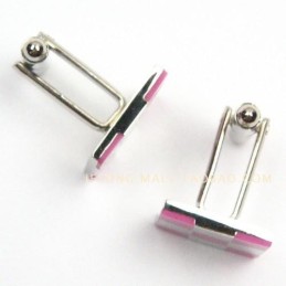 Abotoaduras De Titânio Com Grades Rosa E Brancas Da Moda