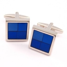 Abotoaduras Funky Quadradas De Titânio E Azul