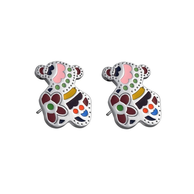 Brincos De Titânio Em Formato De Urso Feminino De Qualidade Estável Brincos De Titânio Em Formato De Urso Feminino De Qualidade Estável
