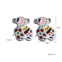 Brincos De Titânio Em Formato De Urso Feminino De Qualidade Estável
