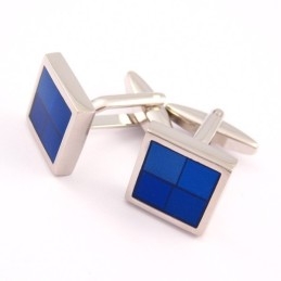Abotoaduras Funky Quadradas De Titânio E Azul