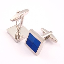 Abotoaduras Funky Quadradas De Titânio E Azul