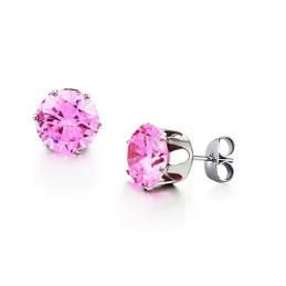Brincos Femininos De Titânio Rosa Com Diamantes De Grande Variedade