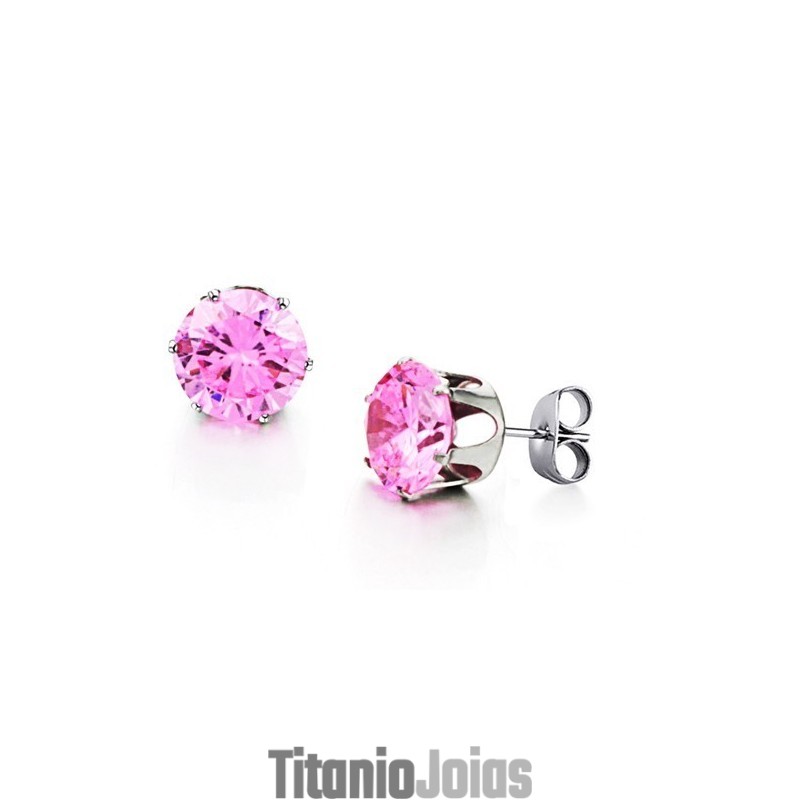Brincos Femininos De Titânio Rosa Com Diamantes De Grande Variedade Brincos Femininos De Titânio Rosa Com Diamantes De Grande Variedade