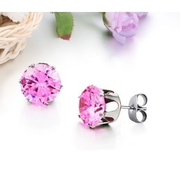 Brincos Femininos De Titânio Rosa Com Diamantes De Grande Variedade
