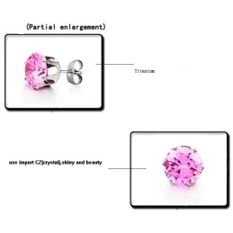 Brincos Femininos De Titânio Rosa Com Diamantes De Grande Variedade