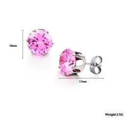 Brincos Femininos De Titânio Rosa Com Diamantes De Grande Variedade