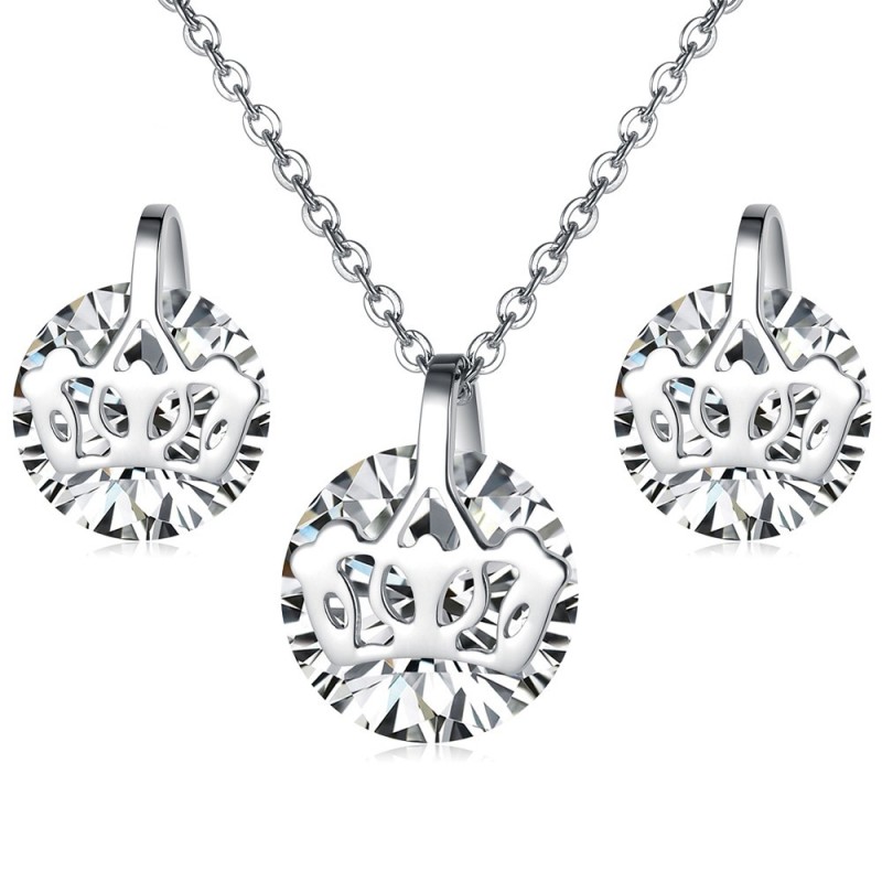 Colar E Brincos Femininos De Titânio De Qualidade Confiável Com Strass Colar E Brincos Femininos De Titânio De Qualidade Confiável Com Strass