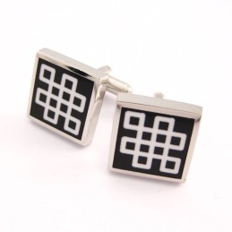 Abotoaduras Quadradas Clássicas De Esmalte Preto Titânio