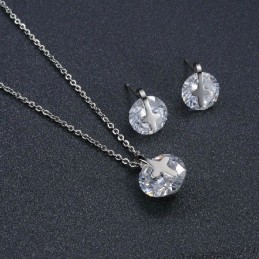 Colar E Brincos De Titânio Com Strass Da Rainha Da Qualidade