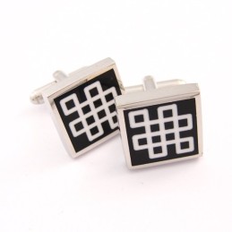 Abotoaduras Quadradas Clássicas De Esmalte Preto Titânio