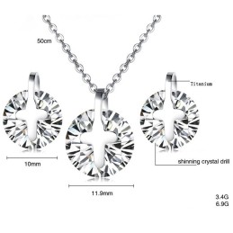 Colar E Brincos De Titânio Com Strass Da Rainha Da Qualidade