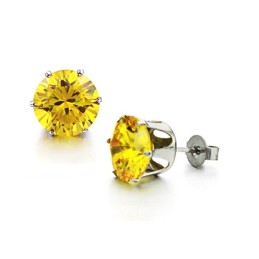 Brincos Femininos De Titânio Amarelo Duráveis Com Strass